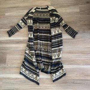 FREE PEOPLE Boho Aztec Tribal Western Long Cardigan Sweater Duster Coat M